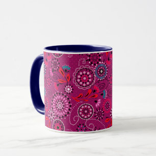 Taza Patrón floral abstracto étnico folclórico retro ca