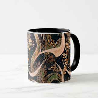 Taza Patrón floral abstracto, puntos de polka, vides