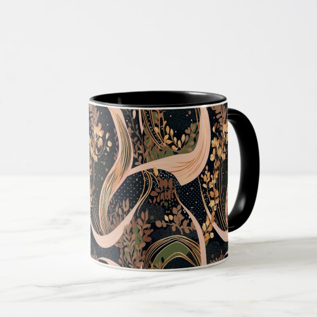 Taza Patrón floral abstracto, puntos de polka, vides (Anverso derecho)