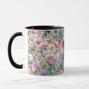 Taza Patrón floral acuarela, fondo floral