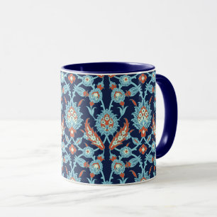 Taza Patrón floral azul Naranja blanco turco oriental