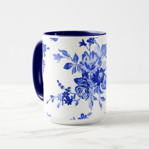 Taza Patrón floral azul vintage
