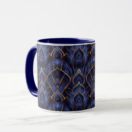Taza Patrón floral azul vintage caprichoso Art Deco