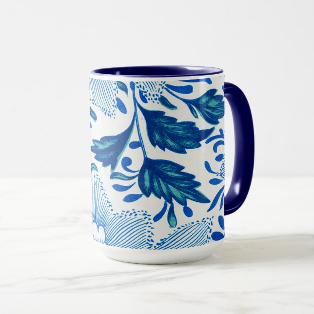 Taza Patrón floral azul y blanco (Anverso derecho)