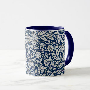 Taza Patrón floral azul y blanco vintage