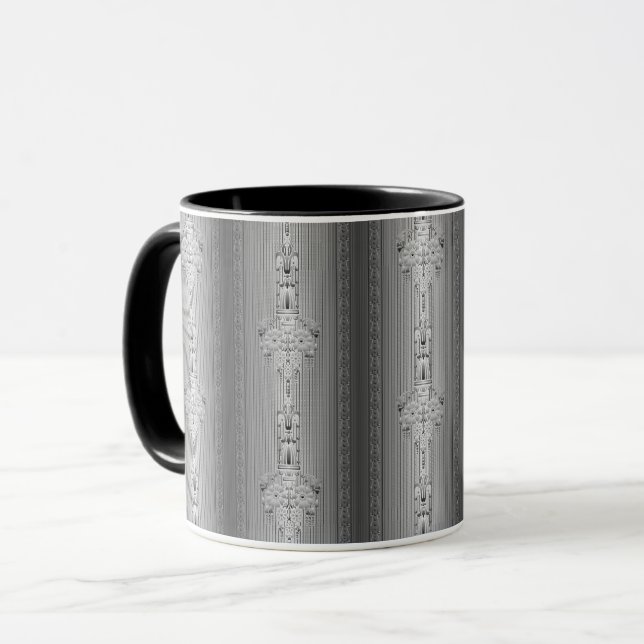 Taza Patrón floral barroco con tazón de café gris (Anverso izquierdo)