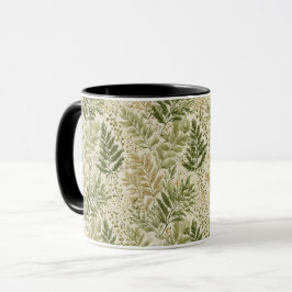 Taza Patrón floral beige verde botánico helecho