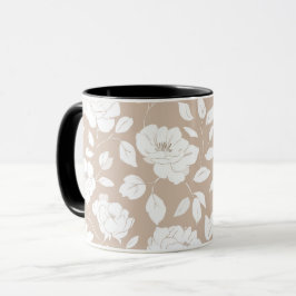 Taza Patrón floral blanco rosa neutral chic