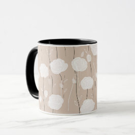 Taza Patrón floral blanco rosa pastel minimalista