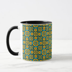 Taza Patrón floral boho continuo en estilo folclórico v