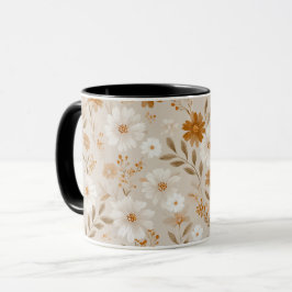 Taza Patrón floral Boho Earth Tone Daisy Tan