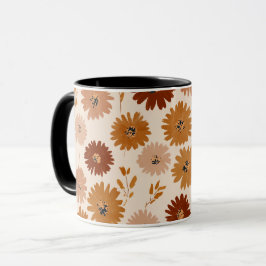 Taza Patrón floral boho tierra tono margarita bronceado