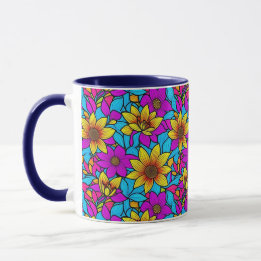Taza Patrón floral con arte de línea abstracta 10 - Taz