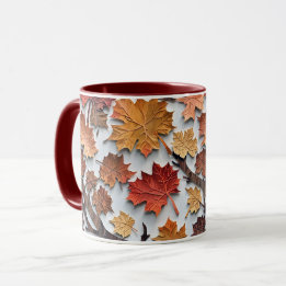 Taza Patrón floral con hojas caídas 5 - Café Mug