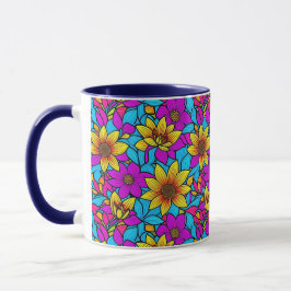 Taza Patrón floral con línea abstracta art 10 - Mug