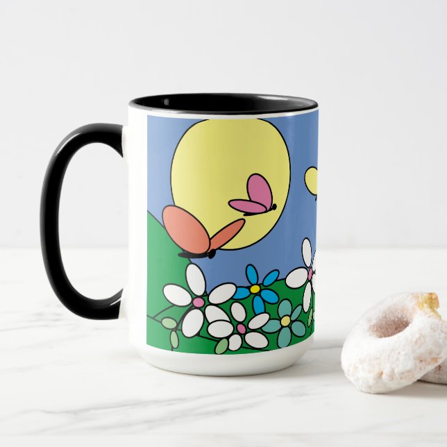 TAZA PATRÓN FLORAL DE BONITO MODERNO DE MODA (Con donut)