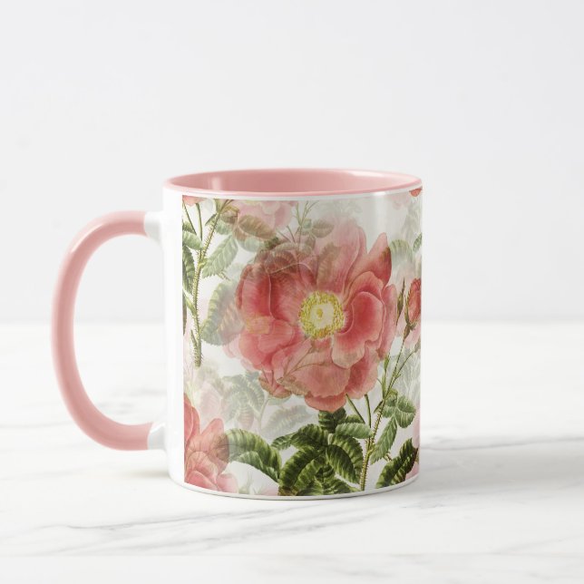 Taza Patrón floral de camellia rosa (Izquierda)