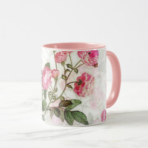 Taza Patrón floral de flores rosadas Mug