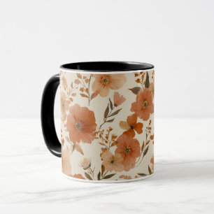 Taza Patrón floral de flores silvestres de terracota bo