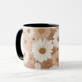 Taza Patrón floral de margarita en tonos terrosos boho