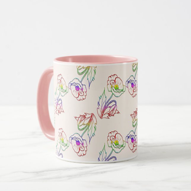 Taza Patrón floral de oppyes. Amapola. (Anverso izquierdo)