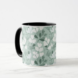 Taza Patrón floral de salvia de hoja verde clara escand