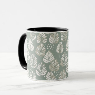 Taza Patrón floral de salvia de hoja verde clara escand