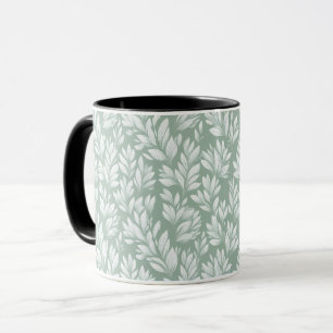 Taza Patrón floral de salvia de hoja verde claro escand
