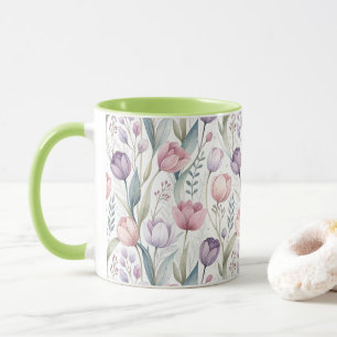 Taza Patrón floral de tulipano escandinavo