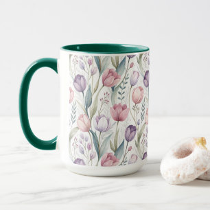 Taza Patrón floral de tulipano escandinavo