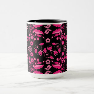 Taza Patrón floral escandinavo rosa moderno