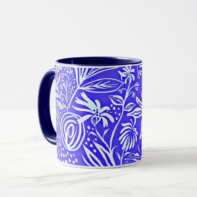 Taza Patrón floral favorito, azul periwinkle, (Anverso izquierdo)