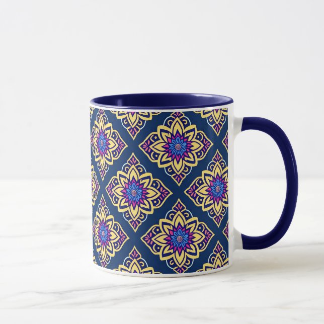 Taza Patrón floral geométrico de Moda Boho colorida (Derecha)
