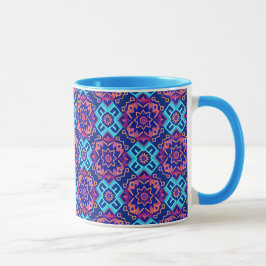 Taza Patrón floral geométrico vibrante