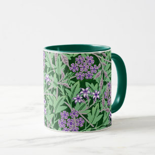 Taza Patrón floral lila y verde
