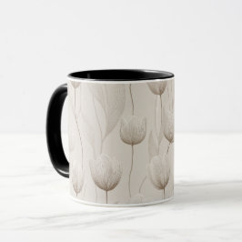 Taza Patrón floral marfil tulipán neutral moderno