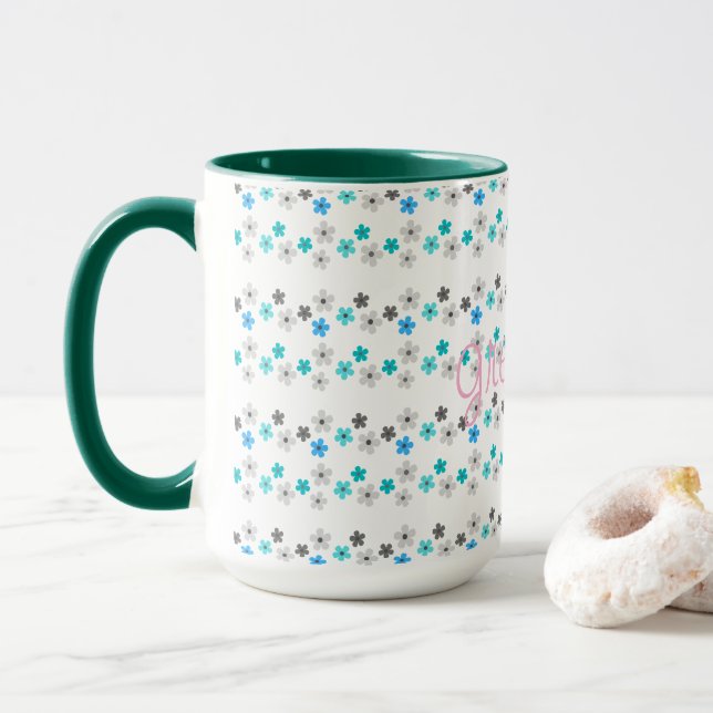 Taza Patrón floral moderno rústico (Con donut)