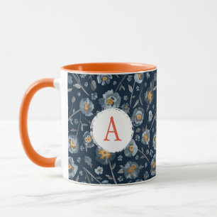 Taza Patrón floral Monograma Blue Poppies