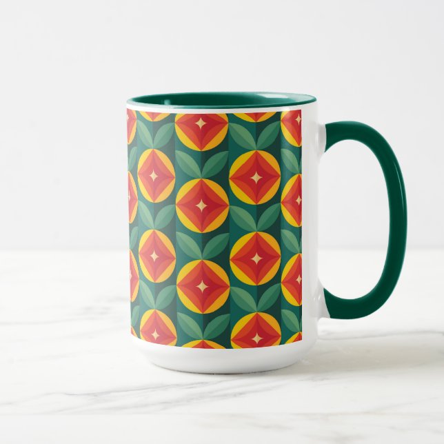 Taza Patrón floral Naranja moderno de mediados del sigl (Derecha)