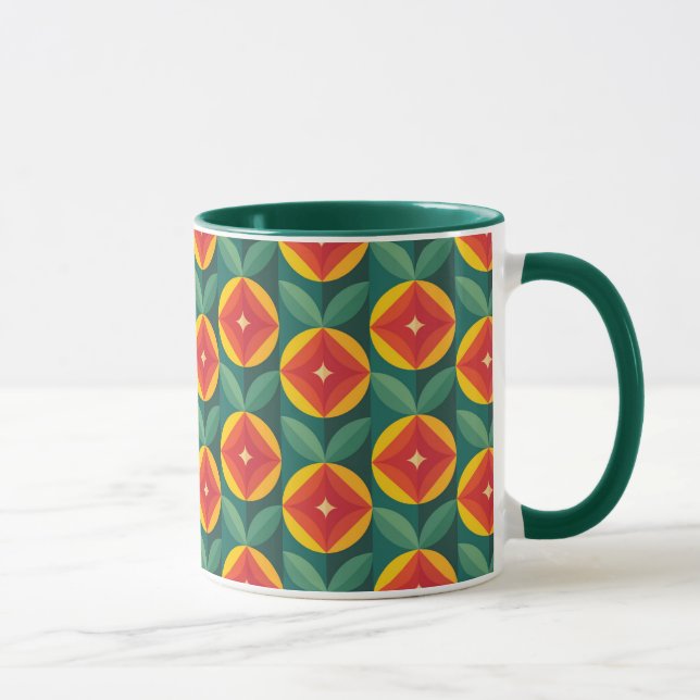 Taza Patrón floral Naranja moderno de mediados del sigl (Derecha)