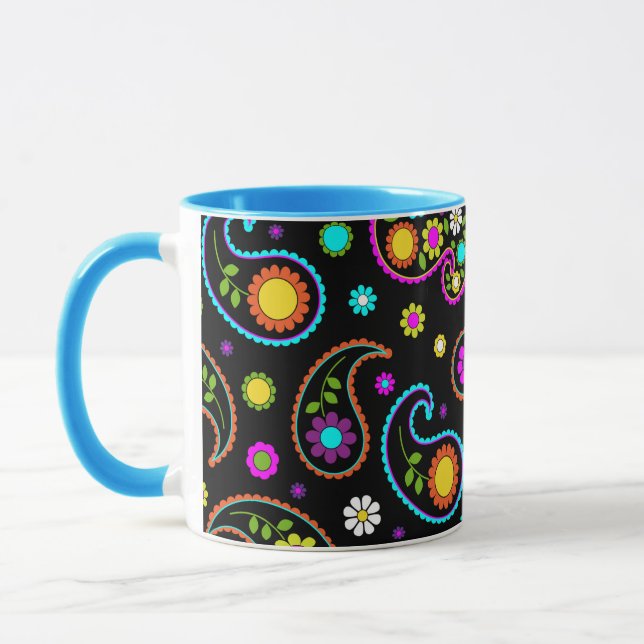 Taza Patrón floral Neon Paisley moderno (Izquierda)