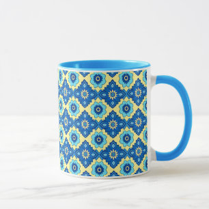 Taza Patrón floral retro geométrico decorativo