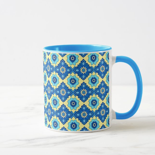 Taza Patrón floral retro geométrico decorativo (Derecha)