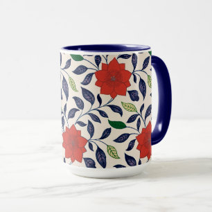 Taza Patrón floral rojo