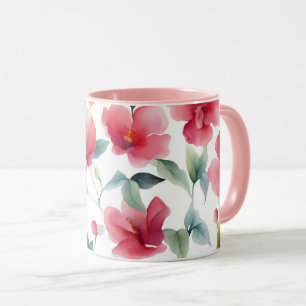 Taza Patrón floral rojo brumoso