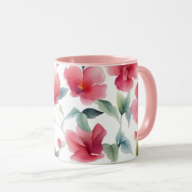 Taza Patrón floral rojo brumoso (Anverso derecho)