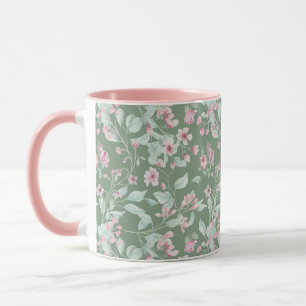 Taza Patrón floral rosa y rubio 