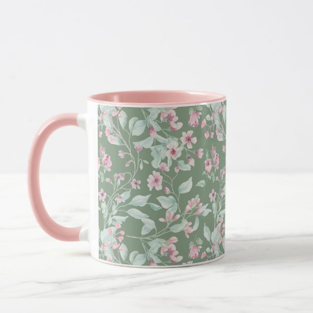 Taza Patrón floral rosa y rubio (Izquierda)