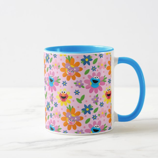 Taza Patrón floral rosado de Plaza Sésamo (Derecha)