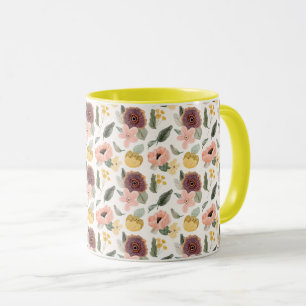 Taza Patrón floral sin fisuras en acuarela pastel Sua